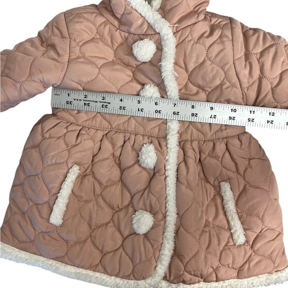 Tahari Quilted Hooded Sherpa Lined Winter Jacket/Coat, Pink and White, 2T - Picture 9 of 9